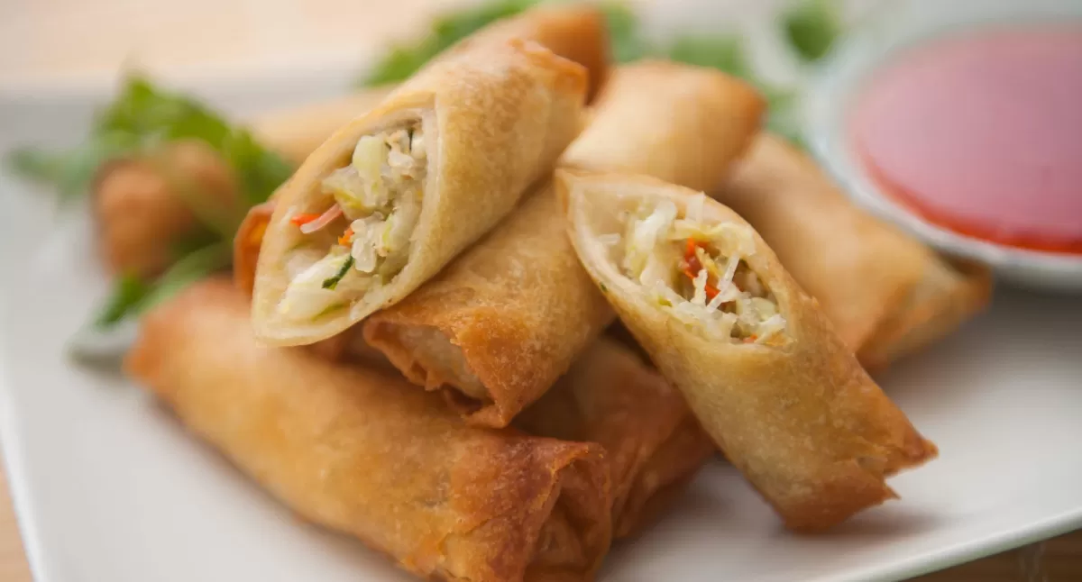 Egg Rolls with Hot Honey Chili Sauce