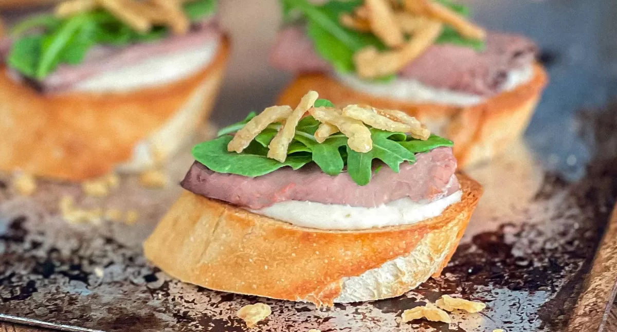 Prime Rib and Horseradish Crostini