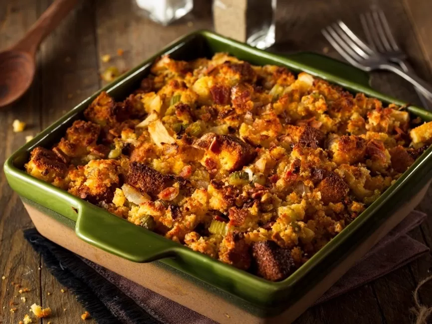 Stone Ground Pretzel Stuffing with Silver Spring Stone Ground Mustard